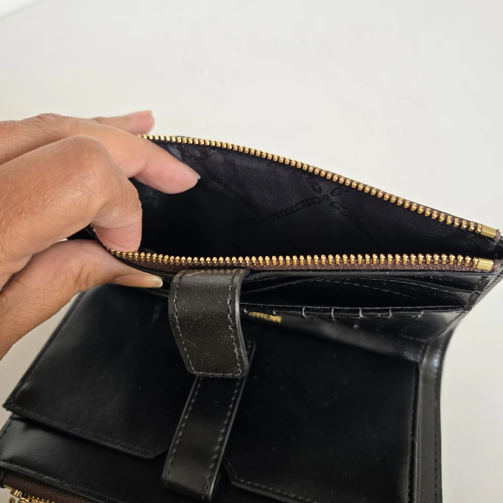 Michael Kors Black and Brown Faux Tiger Fur Stripe Clutch/Wallet Gold Hardware. - Picture 9 of 10